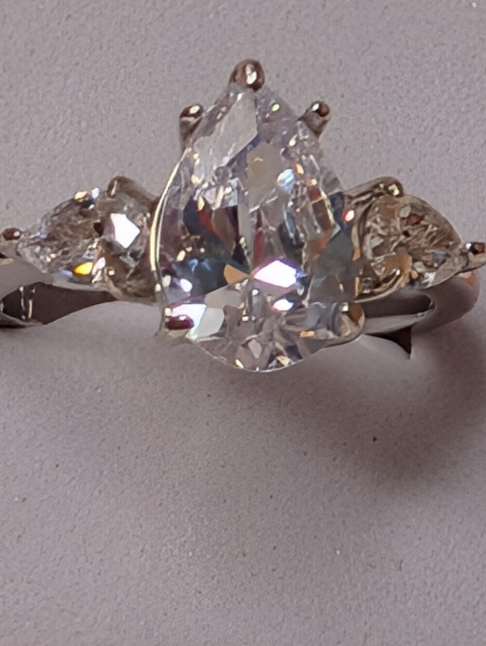 3 for $25 Fragrant Jewels Size 9 Ring Pear-Shape CZ Silver Tone Band NWOT